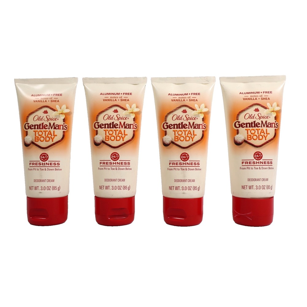 4 PACK Old Spice Whole Body Deodorant Cream for Men, Vanilla + Shea 3 oz Each